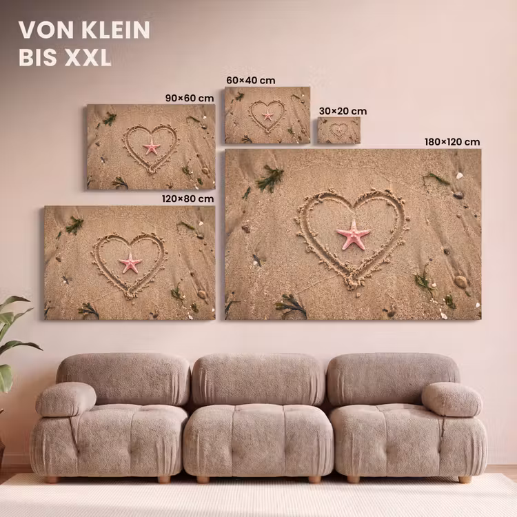 Dieren - Hart - Strand - Zand - Roze canvas 2cm klein -Xsfeer8_DE