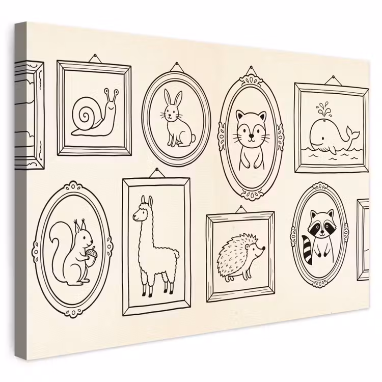 Dieren - Illustratie - Lijsten - Galerij - Speels canvas 2cm klein -3d