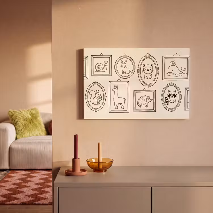 Dieren - Illustratie - Lijsten - Galerij - Speels canvas 2cm klein -sfeer1