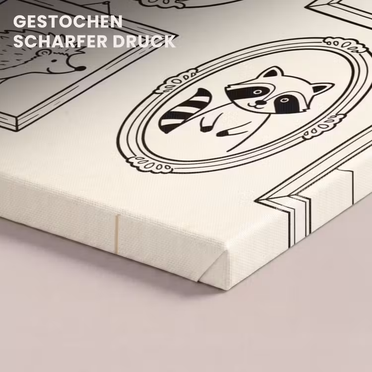 Dieren - Illustratie - Lijsten - Galerij - Speels canvas 2cm klein -closeup_print_DE