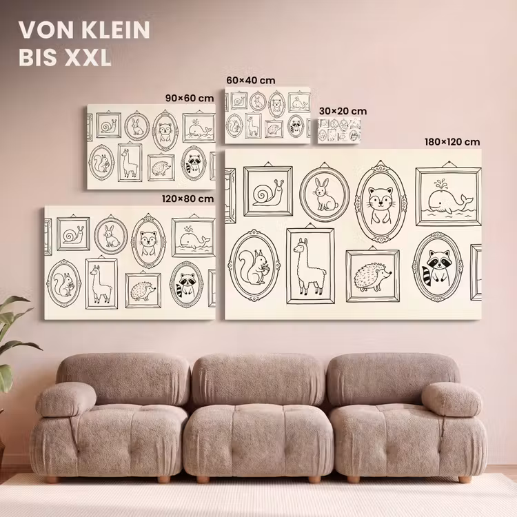 Dieren - Illustratie - Lijsten - Galerij - Speels canvas 2cm klein -Xsfeer8_DE
