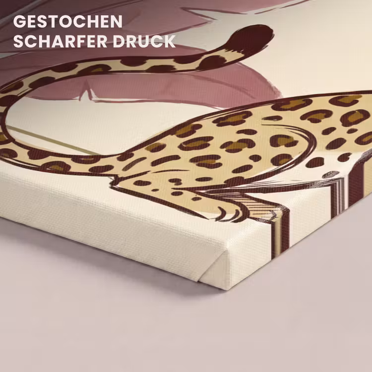 Dieren - Kat - Jungle - Illustratie - Beige canvas 2cm klein -closeup_print_DE