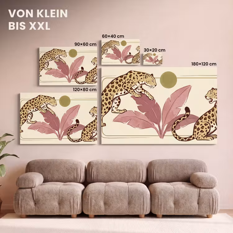 Dieren - Kat - Jungle - Illustratie - Beige canvas 2cm klein -Xsfeer8_DE
