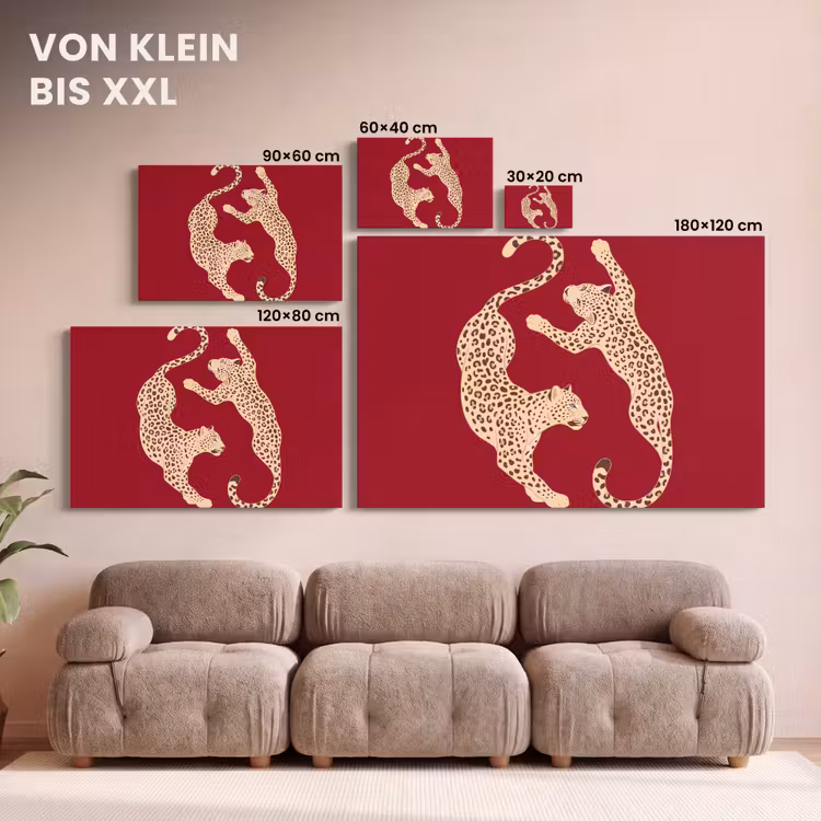 Dieren - Luipaard - Abstract - Rood - Modern canvas 2cm klein -Xsfeer8_DE