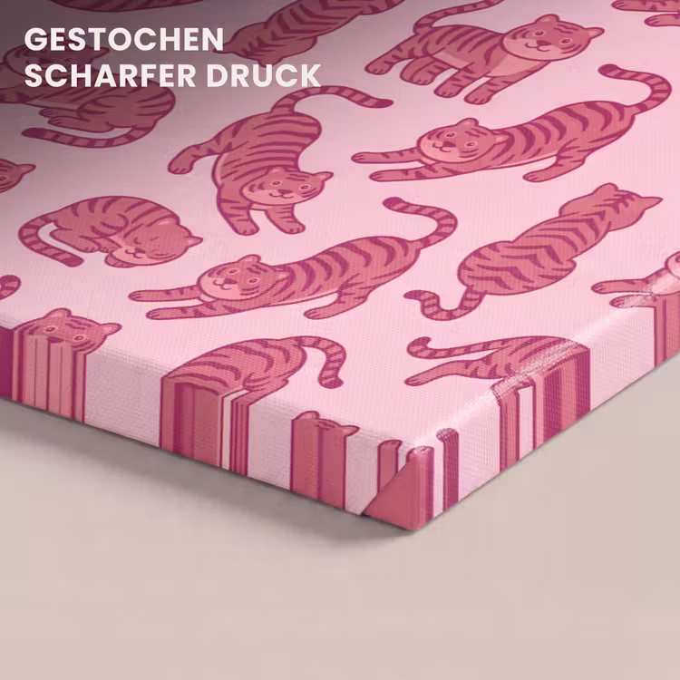 Dieren - Patroon - Roze - Speels - Cartoon canvas 2cm klein -closeup_print_DE