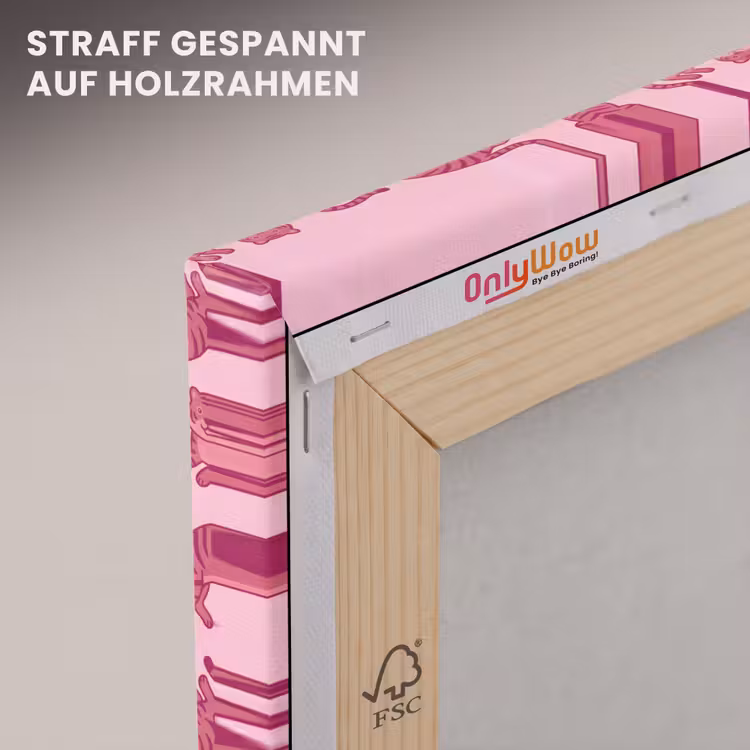 Dieren - Patroon - Roze - Speels - Cartoon canvas 2cm klein -uniquesellingpoint_afwerking-onlywow_DE