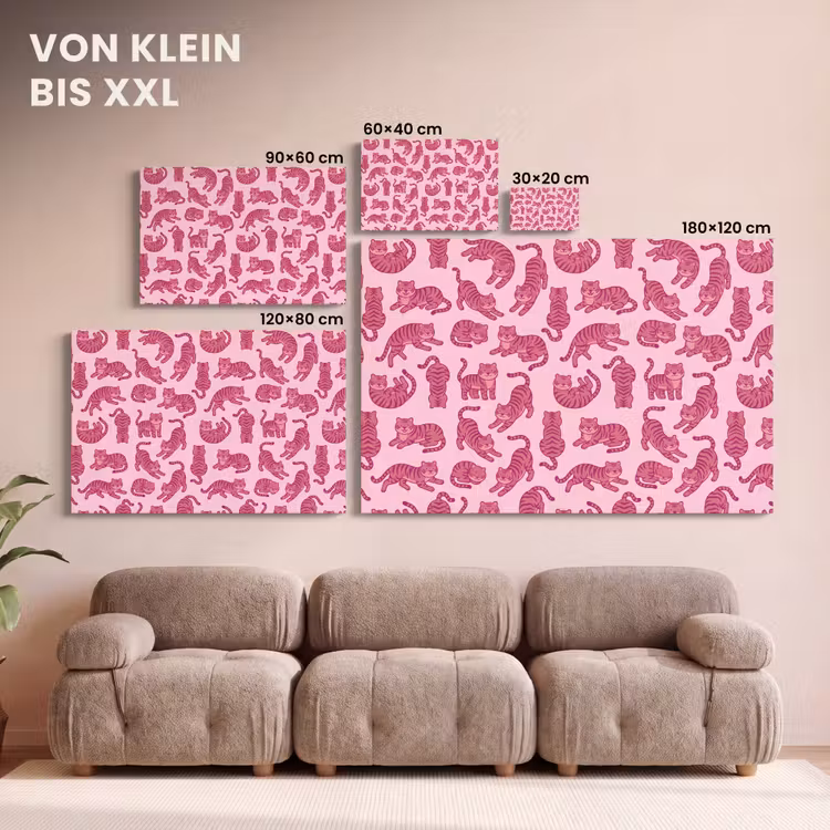 Dieren - Patroon - Roze - Speels - Cartoon canvas 2cm klein -Xsfeer8_DE