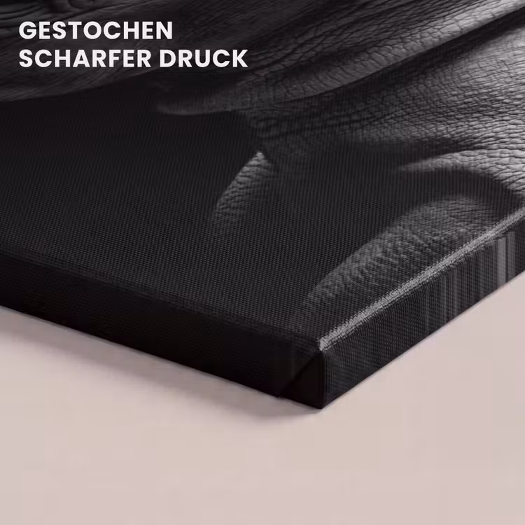 Dieren - Neushoorn - Zwart - Wit - Portret canvas 2cm klein -closeup_print_DE