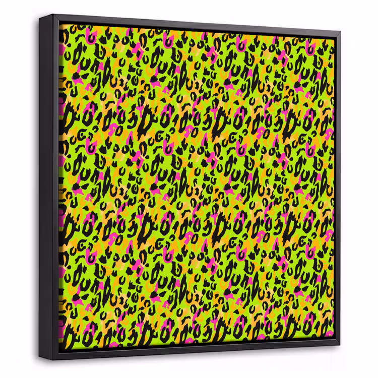Dieren - Neon - Groen - Panterprint Canvas met baklijst klein 1124 -threedimensional_3d_global