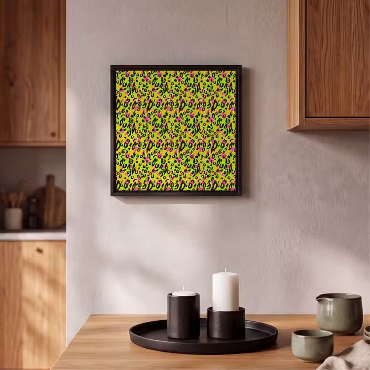 Dieren - Neon - Groen - Panterprint Canvas met baklijst klein 1124 -atmosphere_sfeer2_global
