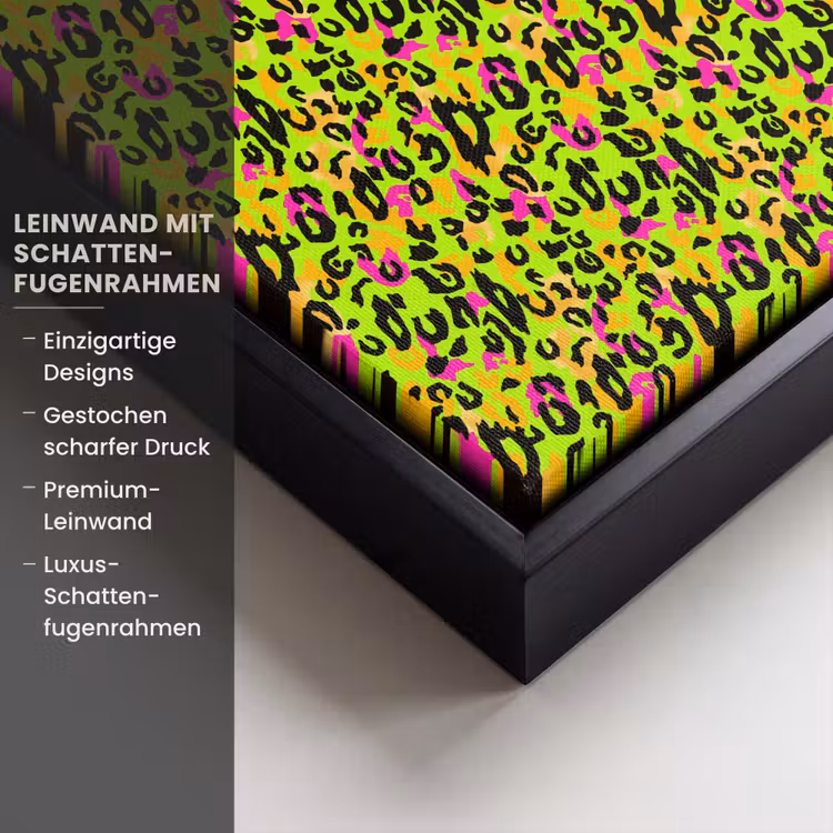 Dieren - Neon - Groen - Panterprint Canvas met baklijst klein 1124 -uniquesellingpoint_productkenmerken_DE