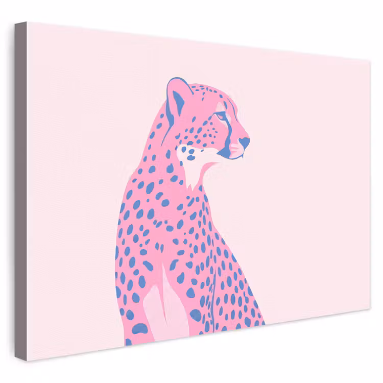 Dieren - Profiel - Abstract - Roze - Blauw canvas 2cm klein -3d