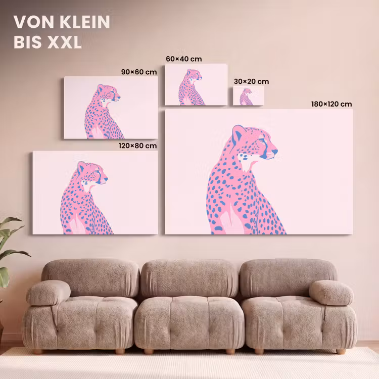Dieren - Profiel - Abstract - Roze - Blauw canvas 2cm klein -Xsfeer8_DE
