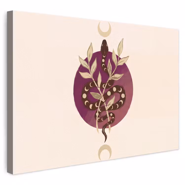 Dieren - Slang - Maan - Mystiek - Abstract canvas 2cm klein -3d