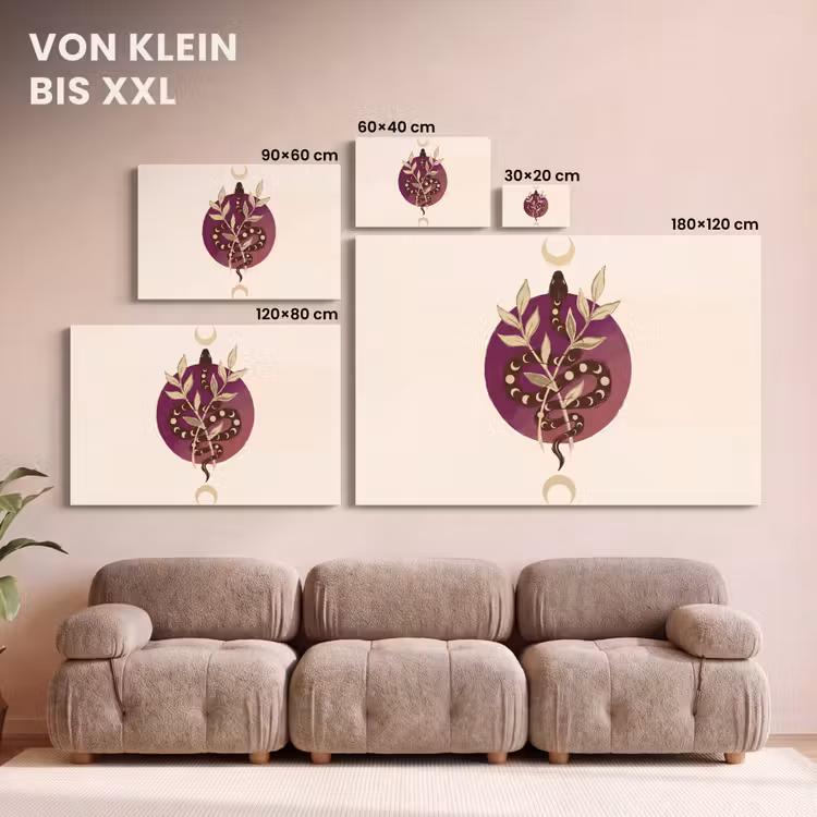 Dieren - Slang - Maan - Mystiek - Abstract canvas 2cm klein -Xsfeer8_DE