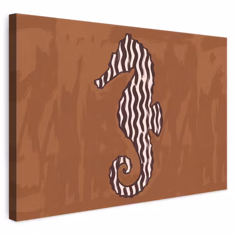 Dieren - Zeepaardje - Abstract - Bruin - Strepen canvas 2cm klein -3d