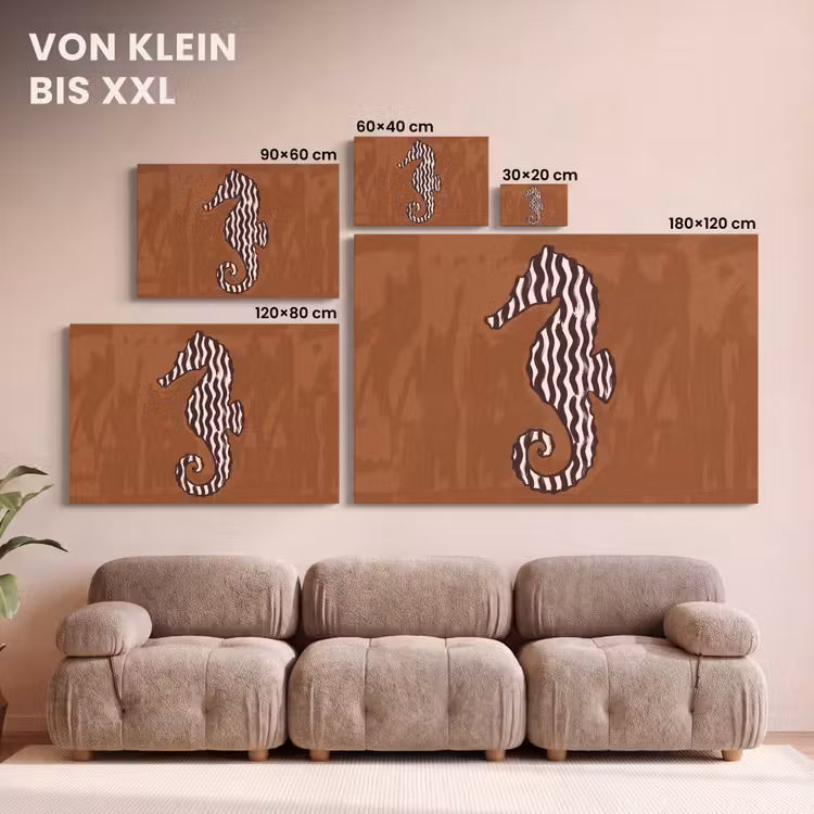 Dieren - Zeepaardje - Abstract - Bruin - Strepen canvas 2cm klein -Xsfeer8_DE