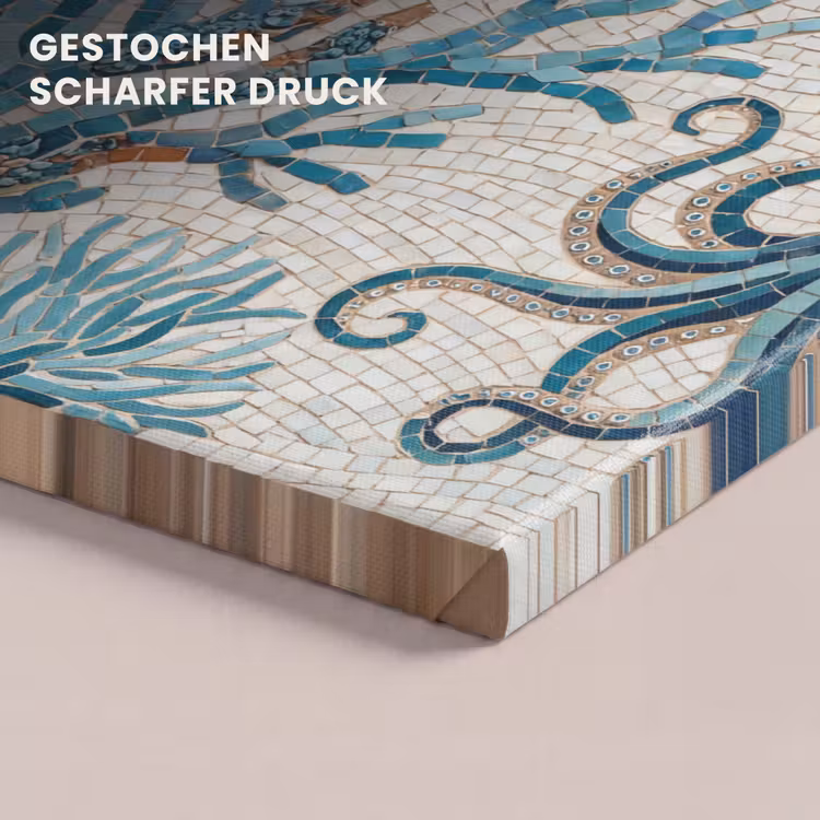 Dieren - Onderwater - Natuur - Mozaïek - Blauw canvas 2cm klein -closeup_print_DE