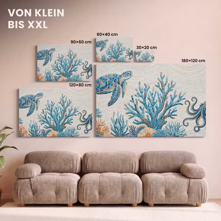 Dieren - Onderwater - Natuur - Mozaïek - Blauw canvas 2cm klein -Xsfeer8_DE