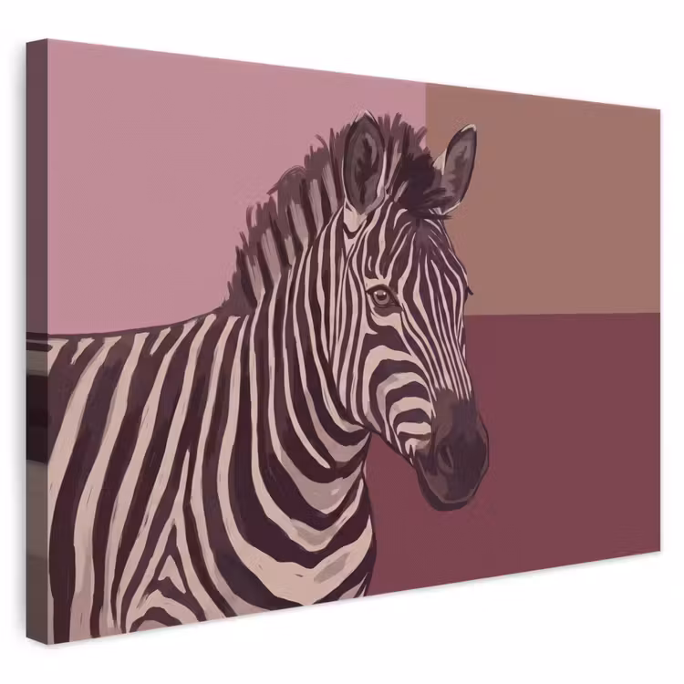 Dieren - Zebrahoofd - Wildlife - Modern - Bruin canvas 2cm klein -3d