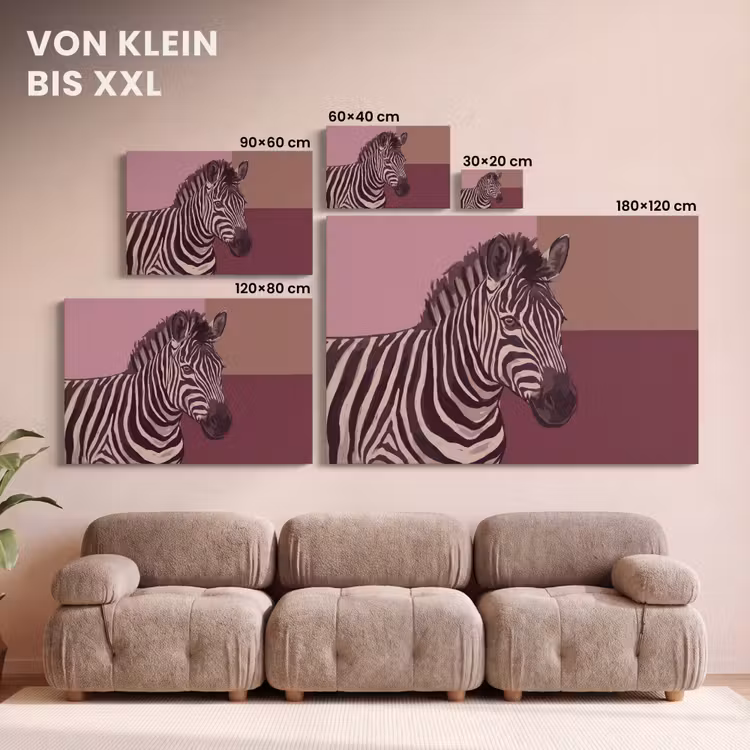 Dieren - Zebrahoofd - Wildlife - Modern - Bruin canvas 2cm klein -Xsfeer8_DE