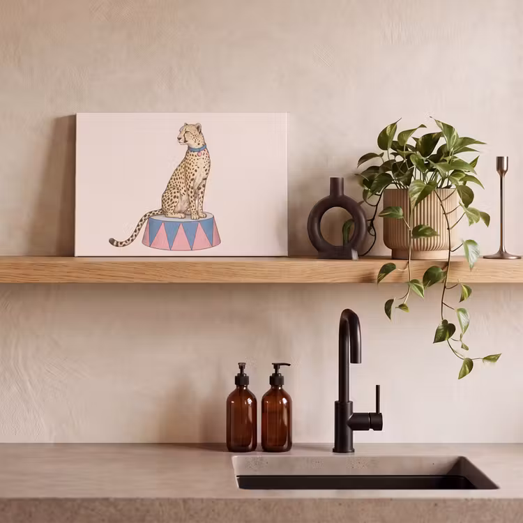Dieren - Circus - Illustratie - Vintage - Roze canvas 2cm klein -sfeer3