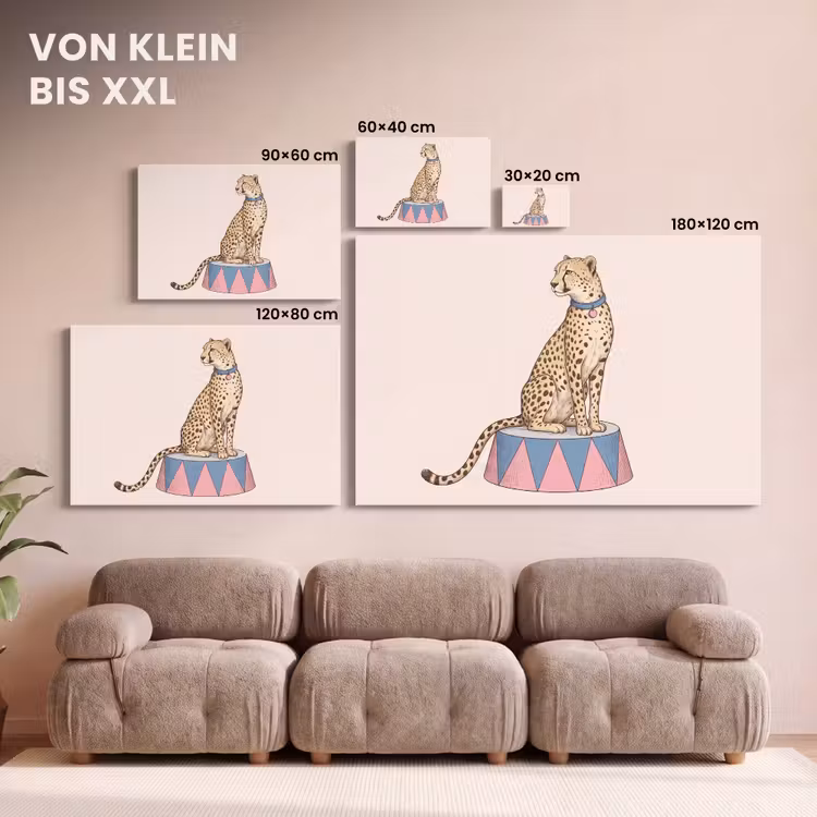 Dieren - Circus - Illustratie - Vintage - Roze canvas 2cm klein -Xsfeer8_DE
