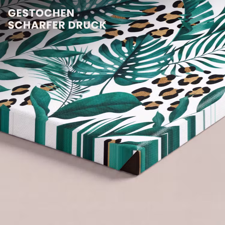 Dierenprint - Panter - Bladeren - Tropisch - Jungle canvas 2cm klein -closeup_print_DE