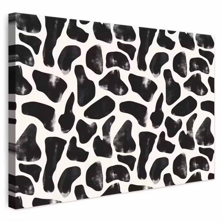 Dierenpatroon - Vlekken - Zwart - Wit canvas 2cm klein 34 -3d