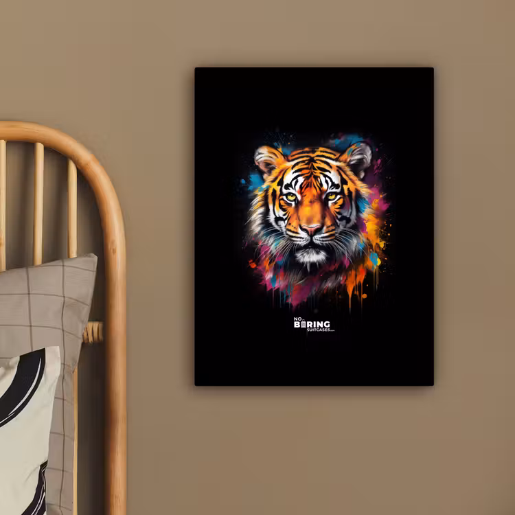 Tijger als street art kunstwerk canvas 2cm klein -sfeer3