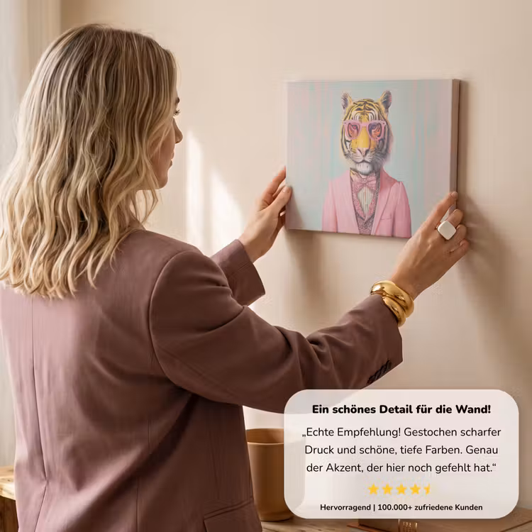 Tijger - Strik - Jasje - Roze canvas 2cm klein -sfeer3