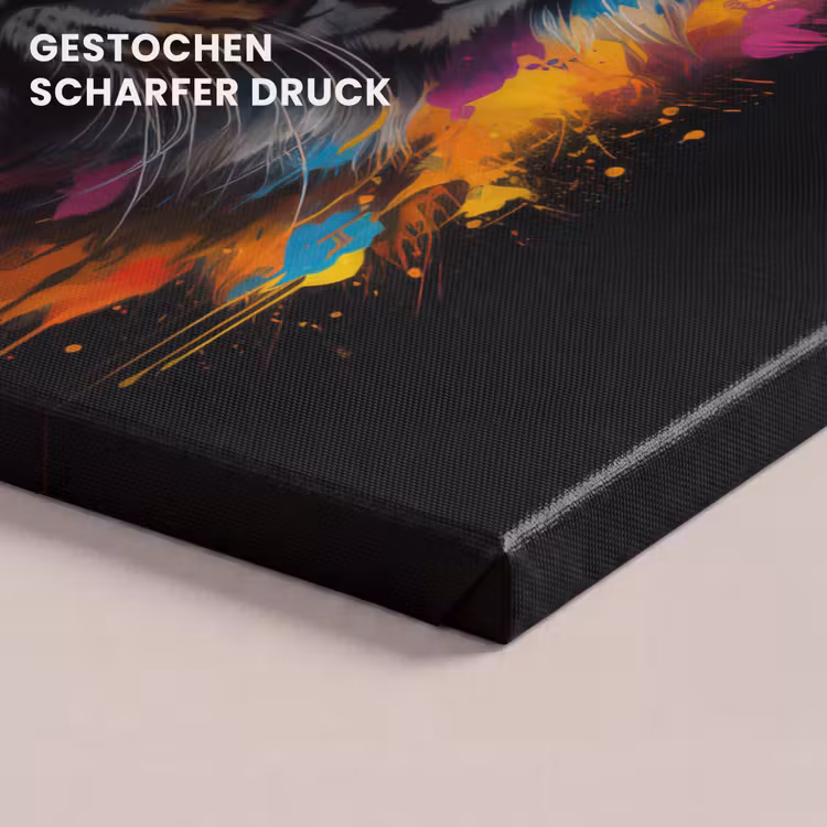 Tijger - Graffiti - Dieren - Zwart canvas 2cm klein -closeup_print_DE