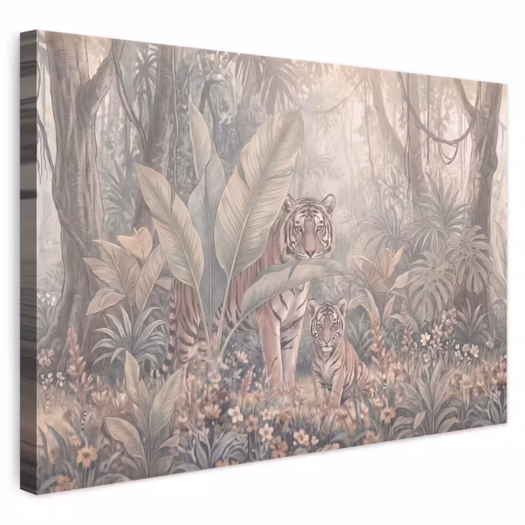 Tijger - Welp - Jungle - Illustratie - Dieren canvas 2cm klein -3d