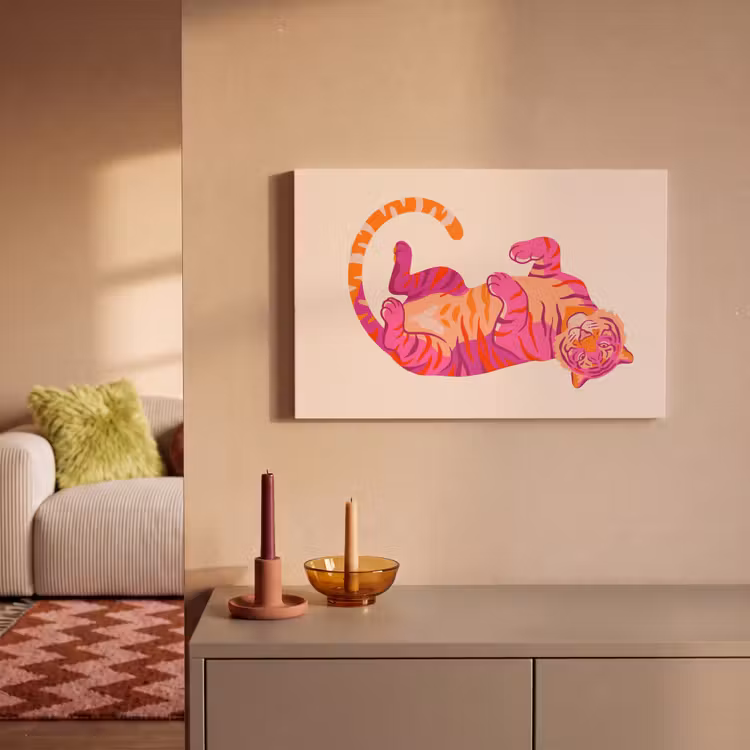 Tijger - Roze - Oranje canvas 2cm klein -sfeer1
