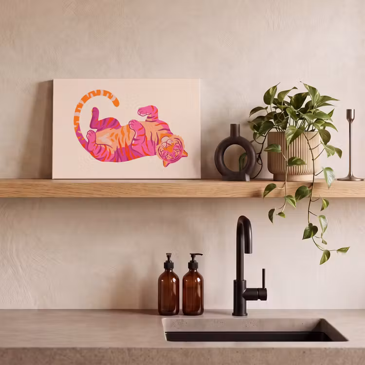 Tijger - Roze - Oranje canvas 2cm klein -sfeer3