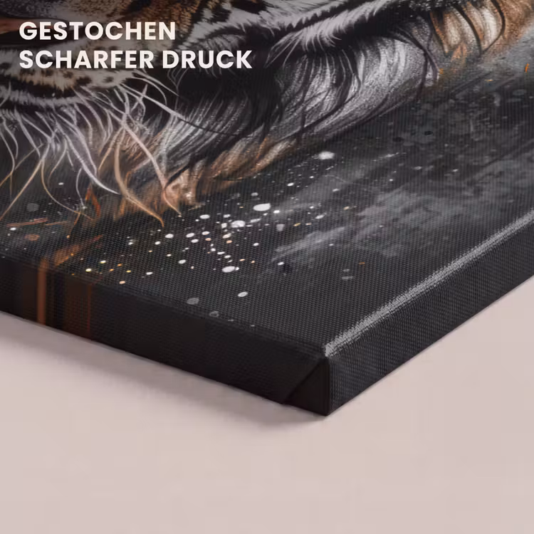 Tijger - Dieren - Portret - Luxe - Zwart canvas 2cm klein -closeup_print_DE