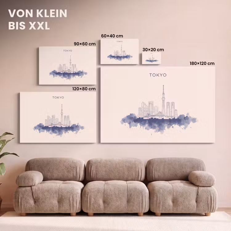 Tokyo - Skyline - Stad - Abstract - Blauw canvas 2cm klein -Xsfeer8_DE