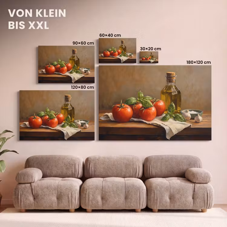 Tomaten - Olijfolie - Stilleven canvas 2cm klein -Xsfeer8_DE