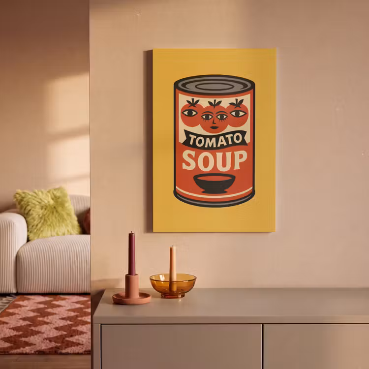 Tomatensoep - Gezichtje - Illustratie - Rood canvas 2cm klein -sfeer1