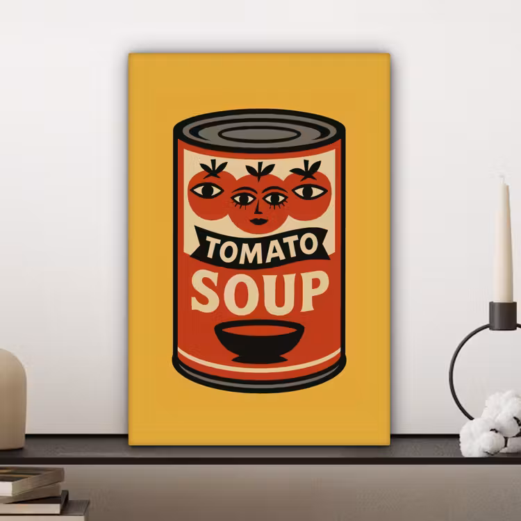 Tomatensoep - Gezichtje - Illustratie - Rood canvas 2cm klein -sfeer6