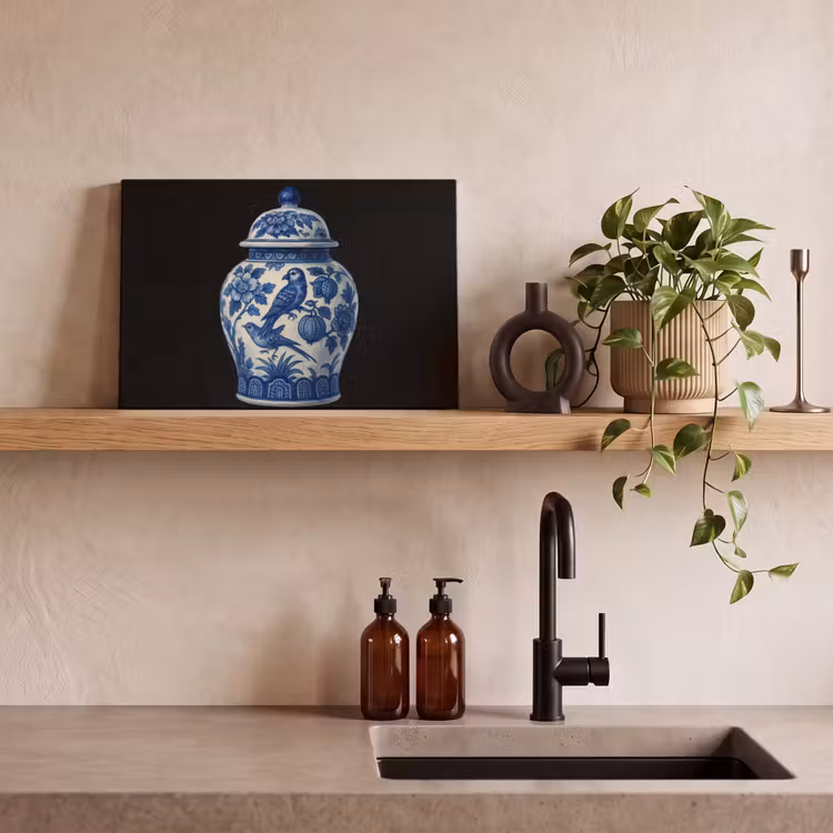 Pot - Delfts Blauw - Bloemen canvas 2cm klein -sfeer6