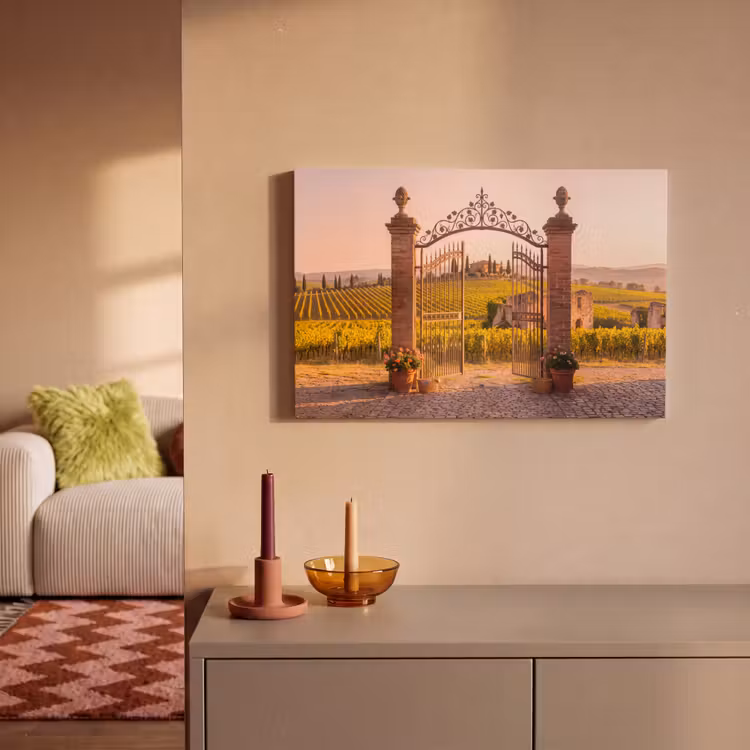 Poort - Landschap - Platteland - Zonlicht - Warm canvas 2cm klein -sfeer1