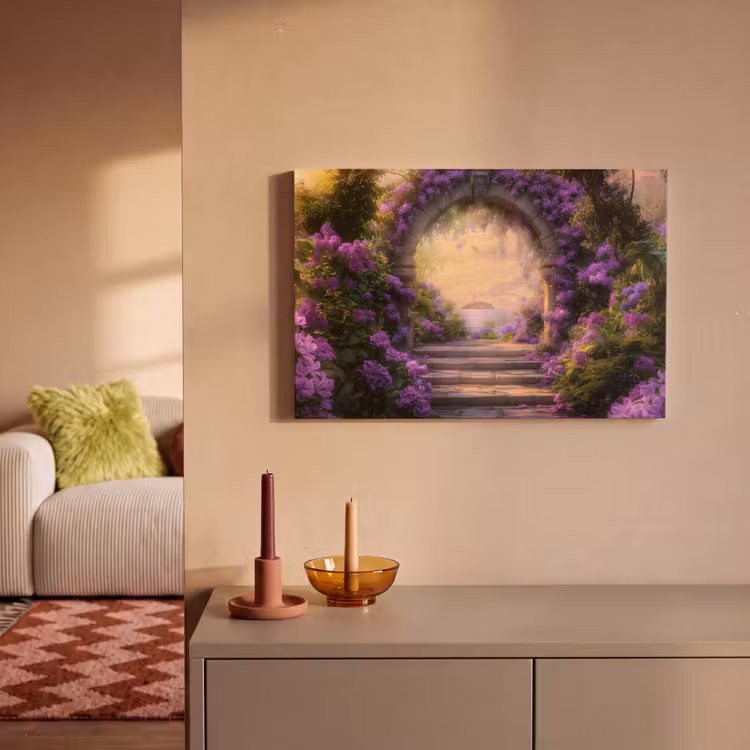Poort - Paars - Bloemen canvas 2cm klein -sfeer1