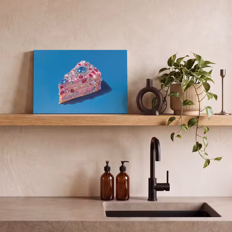 Taart - Edelstenen - Glitters - Roze canvas 2cm klein -sfeer6