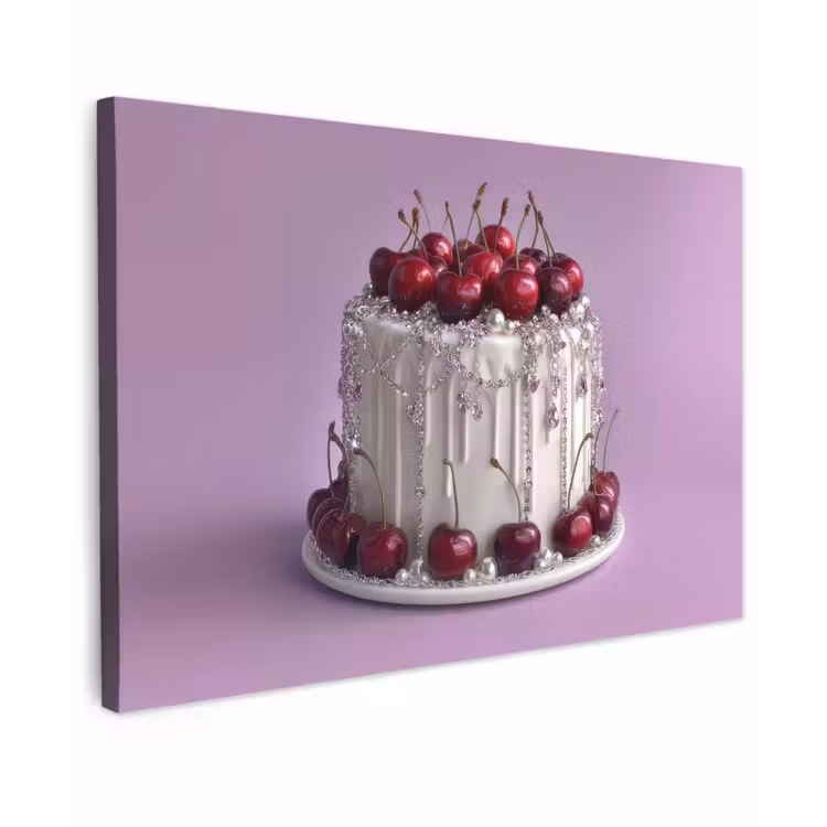 Taart - Kersen - Juwelen - Rood canvas 2cm klein -z3d