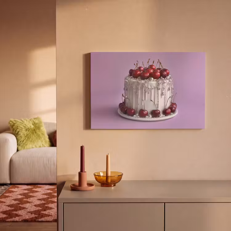 Taart - Kersen - Juwelen - Rood canvas 2cm klein -sfeer1