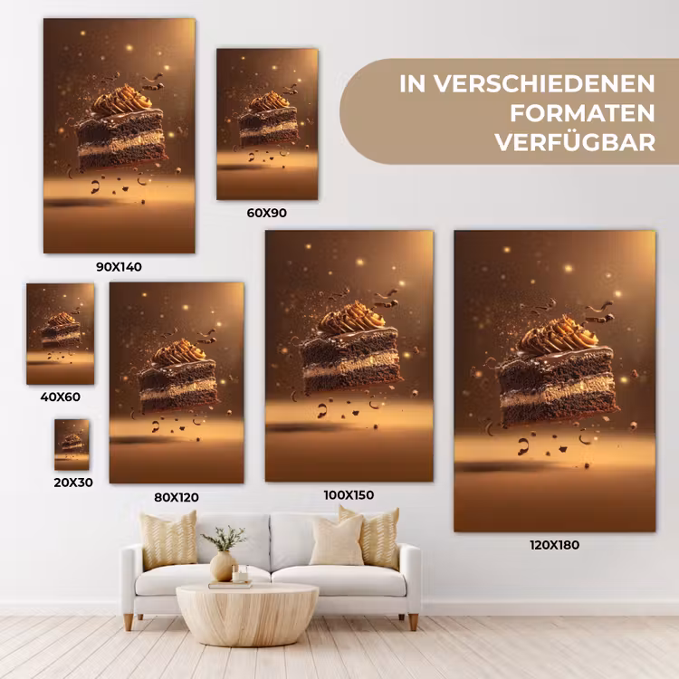 Taart - Chocolade - Eten - Brownie canvas 2cm klein -uniquesellingpoint_afwerking-onlywow_DE