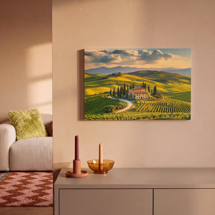 Toscane - Landschap - Wijngaarden canvas 2cm klein -sfeer1