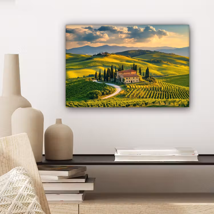Toscane - Landschap - Wijngaarden canvas 2cm klein -closeup_print_DE