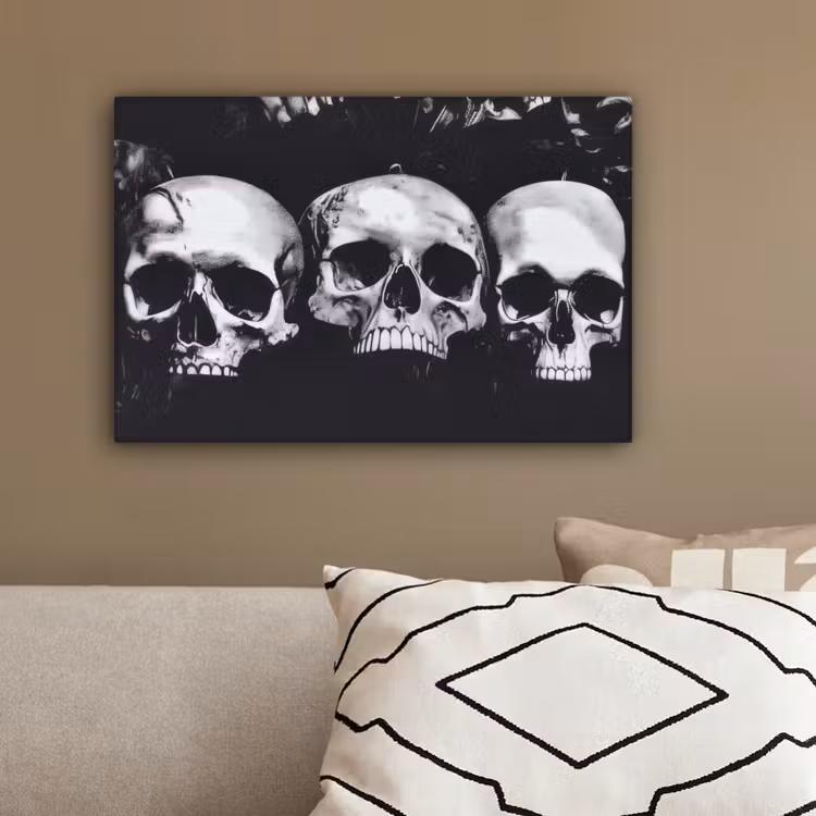 Schedels - Zwart - Contrast canvas 2cm klein -sfeer6